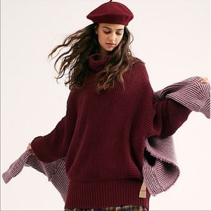 Free people cocoa chunky sweater. Maroon. Size XS. Worn once.